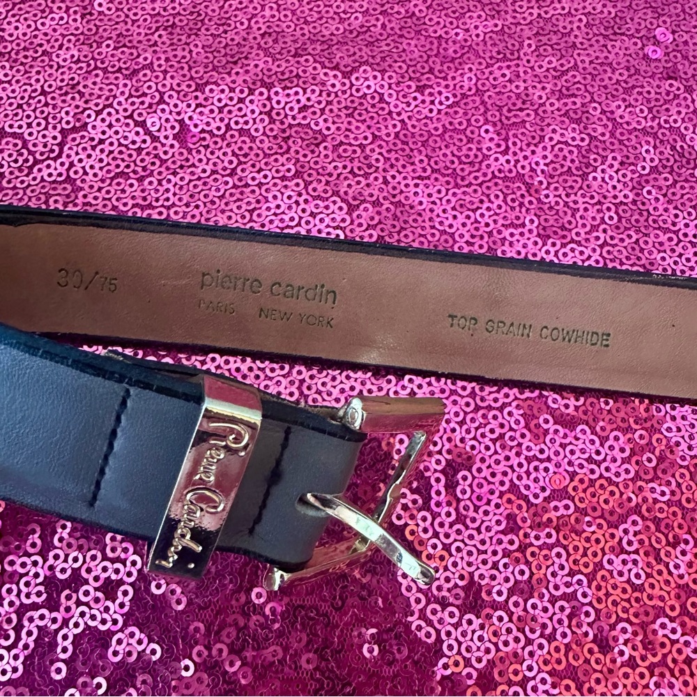 🐺VINTAGE Pierre Cardin Gray Leather Belt - Picture 2 of 4